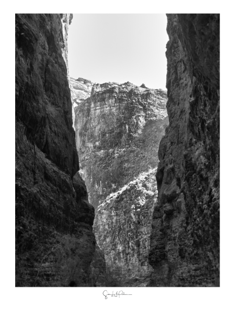 Image showing the Grand canyon valley in black and white